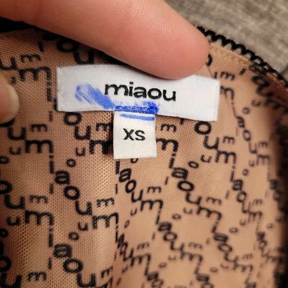 Miaou Tan and Black Monogram Mini Skirt - Picture 4 of 8